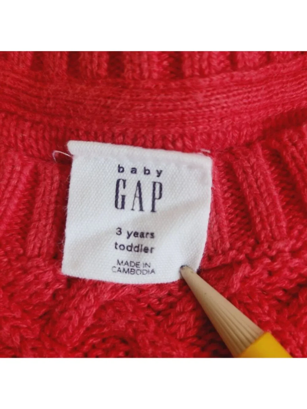 Baby Gap Cable Knit Sweater Dress 3T Red Long Sleeve Ribbed Cuffs Cotton Toddler